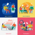 Psychotherapist And Psychologist Concept Icons Set