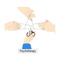 Psychotherapy with Hand Interact with String or Tangled Thread Vector Illustration Royalty Free Stock Photo