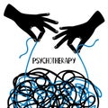 Hands and tangled thread psychotherapy image Royalty Free Stock Photo