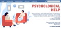 Psychotherapy landing page. Psychologist and patient vector illustration. Psychological help