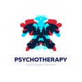 Psychotherapy and psychological services logo. Vector illustration with rorschach test inkblots.