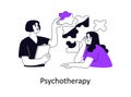 Psychotherapy, psychology concept. Mental session with psychotherapist, psychiatrist. Psychologist helps solve