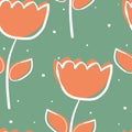 Seamless pattern cute cartoon of flowers and leaves. spring collection wallpaper, for fabric print and scarf Royalty Free Stock Photo