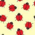 Seamless pattern with cute cartoon lady bug for fabric print, textile, gift wrapping paper. colorful vector for kids Royalty Free Stock Photo