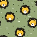 Seamless pattern cute cartoon of lion. spring collection wallpaper, for fabric print and scarf