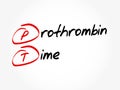 PT - Prothrombin Time acronym Royalty Free Stock Photo