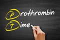 PT - Prothrombin Time acronym, concept on blackboard Royalty Free Stock Photo