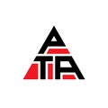 PTA triangle letter logo design with triangle shape. PTA triangle logo design monogram. PTA triangle vector logo template with red Royalty Free Stock Photo
