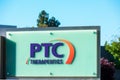 PTC Therapeutics sign, logo at pharmaceutical company office. - Sunnyvale, California, USA - 2021