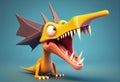 Pterodactyl dinosaur cartoon character. Generate Ai. Royalty Free Stock Photo