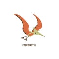 Pterodactyl. Flying archosaurus. Card vector hand drawn