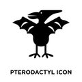 Pterodactyl icon vector isolated on white background, logo concept of Pterodactyl sign on transparent background, black filled