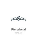 Pterodactyl outline vector icon. Thin line black pterodactyl icon, flat vector simple element illustration from editable stone age Royalty Free Stock Photo
