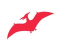 Pterodactyl vector silhouette. Pteranodon dinosaur. Pterosaur red silhouette isolated