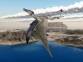 Pterosaur Dorygnathus and ocean landscape Royalty Free Stock Photo