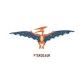 Pterosaur. Flying archosaurus. Animal vector hand drawn