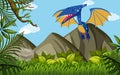 Pterosaur flying over the mountains