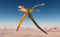 Pterosaur Peteinosaurus over a desert landscape