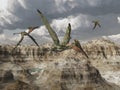 Pterosaur Pterodactylus over a mountain landscape Royalty Free Stock Photo