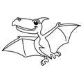 Pterosaurs cartoon coloring page illustration vector. For kids coloring book Royalty Free Stock Photo
