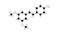 pterostilbene molecule, structural chemical formula, ball-and-stick model, isolated image stilbenoids
