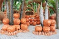 PThe strange pots sculpture look like human face in Nong Nooch tropical garden in Pattaya Royalty Free Stock Photo