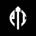 PTI circle letter logo design with circle and ellipse shape. PTI ellipse letters with typographic style. The three initials form a Royalty Free Stock Photo