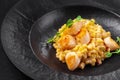 Ptitim, birdy pasta, couscous with fried scallops, herbs