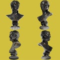 Ptolemy II Philadelphus Ancient Greek 3D Digital Bust Statue in Black Marble and Gold