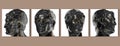 Ptolemy II Philadelphus Ancient Greek 3D Digital Bust Statue in Black Marble and Gold