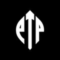 PTP circle letter logo design with circle and ellipse shape. PTP ellipse letters with typographic style. The three initials form a Royalty Free Stock Photo