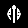 PTS circle letter logo design with circle and ellipse shape. PTS ellipse letters with typographic style. The three initials form a Royalty Free Stock Photo