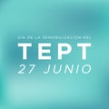 PTSD Awareness Day. June 27. Spanish. Dia de la sensibilizacion del TEPT. Post Traumatic Stress Disorder. Teal gradient background Royalty Free Stock Photo