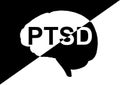 PTSD lettering post traumatic stress disorder on illustration with brain Royalty Free Stock Photo