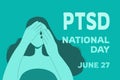 PTSD National day poster with crying woman vector illustration