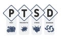 PTSD - Post Traumatic Stress Disorder   acronym, medical concept background. Royalty Free Stock Photo