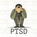 PTSD. Post traumatic stress disorder vector illustration.