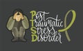 PTSD. Post traumatic stress disorder vector illustration. Royalty Free Stock Photo