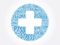 PTSD - Posttraumatic Stress Disorder word cloud collage, health concept background Royalty Free Stock Photo