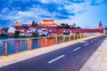 Ptuj, Slovenia. Oldest slovenian city and Drava River at night Royalty Free Stock Photo