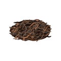 Pu-erh loose for chinese tea ceremony on white background. Asian traditional black leaf isolated in style flat