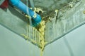 PU grouting injections for fixed water leakage under concrete floor or ceiling