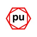 PU hexagon typography monogram. PU lettering icon