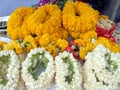 Puang malay, flower garlands at Pak Klong Talad flower market in Thailand, Asia