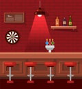 Night Life, Empty Bar with Table and Stools Pub Royalty Free Stock Photo