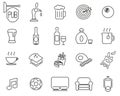 Pub Or Bar Icons Black & White Thin Line Set Big