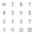 Pub beverages line icons set Royalty Free Stock Photo