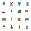 Pub drinks filled outline icons set Royalty Free Stock Photo