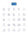 Pub line icons signs set. Design collection of Bar, Alehouse, Tavern, Pubs, Brewery, Taproom, Public House, Watering