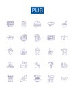 Pub line icons signs set. Design collection of Bar, Alehouse, Tavern, Pubs, Brewery, Taproom, Public House, Watering